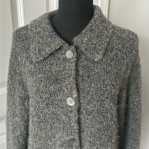 Talbots Gray Textured Cardigan Sweater